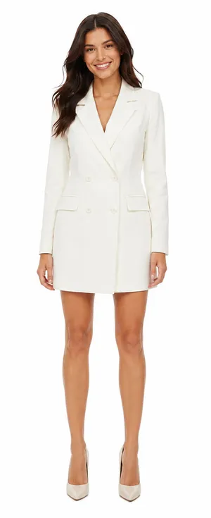 Spring + Mercer Womens Blazer Dress XS White Bridal Chic Cocktail Party Wedding thumbnail 1