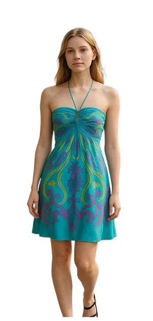 NS!!! Kitty Halter Dress Green Size L Y2K Festival Summer Vacation Lightweight thumbnail 1