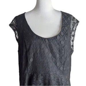 Lane Bryant Plus Size Black Lace Tulle Midi Dress Womens 28 Whimsigoth Flared thumbnail 9