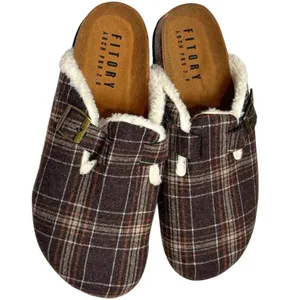 NWOT Fitory Plaid‎ Mule Slip Ons Cork Footbed Cozy Cabincore Holiday Women’s 12 thumbnail 8