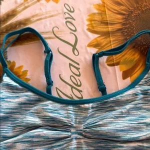 Teal and White Sports Bra thumbnail 3