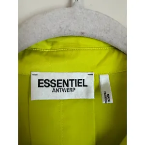 Essentiel Antwerp Button Down Shirt Women M Lime Green Satin Boxy Blouse thumbnail 5