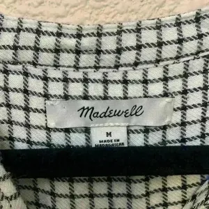 Madewell White with black window pane plaid sz M bell sleeves button down academia preppy thumbnail 2