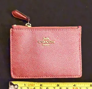 EUC Coach Metallic Pink Crossgrain Mini Skinny Id Case thumbnail 1