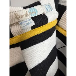 Boden Striped Skirt Woman's Black White Cotton Preppy Minimalist Pockets Size 12 thumbnail 3