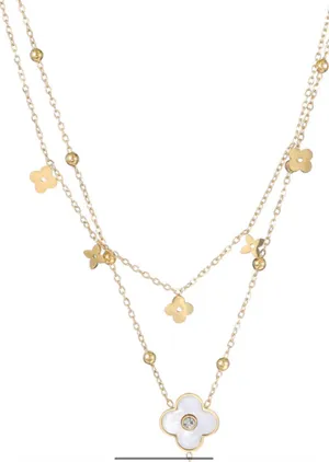 Elegant Layered Golden Luxe Clover Charm Necklace thumbnail 3