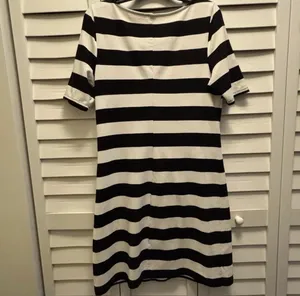 Old Navy Dress Large Black White Stripe Nautical French Coastal Grandma Chic Y2K thumbnail 4