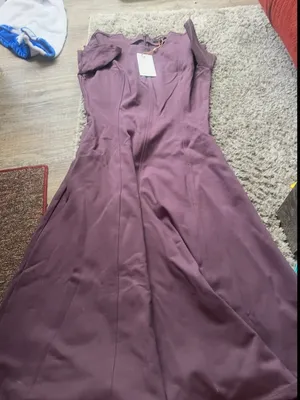 NWT Quince Classic‎ Purple Ultra-Stretch Ponte Short Sleeve Midi Dress Sz S thumbnail 1