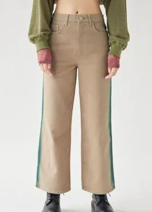 BDG urban outfitters size 27 or 4 high and wide tan green grunge jeans thumbnail 1