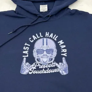 Jerzees Dallas Cowboys Last Call Hail Mary Dak Prescott Touchdown Navy Sweatshirt Size M thumbnail 2