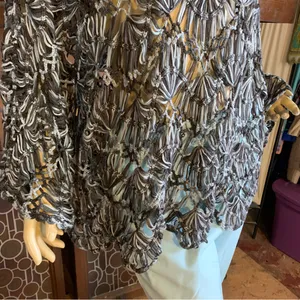Lisa International Grays And Light Blues Crochet Sheer Tunic (1x) thumbnail 8