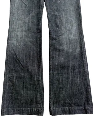 EUC 7 For All Mankind Dojo Bootcut Shimmer Pocket Long Inseam Jeans Black Sz. 28 thumbnail 6