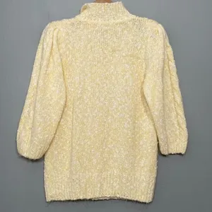 Vintage Butter Yellow Fits Size Small Sweater Cottage Boucle Knit Romantic Boho thumbnail 5