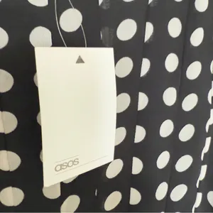 ASOS Women’s 4 Black White Mixed -Media Polka Dot Dress Whimsical Cocktail thumbnail 6