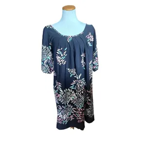 Womens Pink Blush Diamond Floral Burst Print 3/4 Sleeve Swing Dress - Sz S thumbnail 2