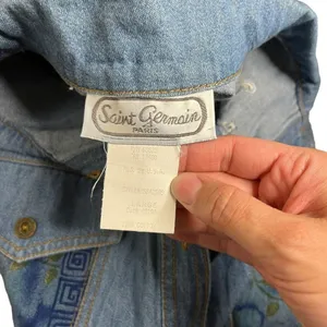 Vintage Saint Germain Paris Flower Print Denim Vest Size Large‎ thumbnail 7