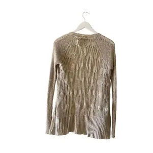 Eileen Fisher Linen Beige Embroidered Knitted Open Cardigan Sweater SZ XS thumbnail 4