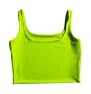 Solid Neon Green Crop Halter Top size S Black thumbnail 1