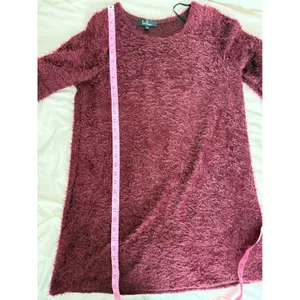 Lulus Burgundy Eyelash Knit Sweater Dress Womens Large Long Sleeve Fuzzy Tunic thumbnail 8