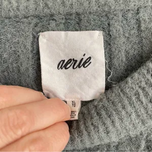 Aerie Buttercream Ribbed Oversized Sweater Green XL Soft Crewneck Pullover thumbnail 10