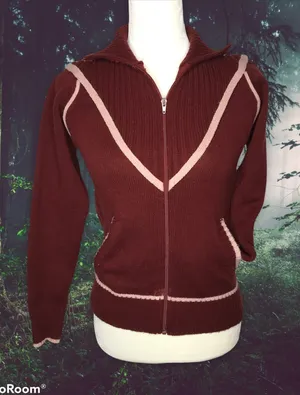 Vintage Sultra zip up sweater jacket maroon size S 70’s era Pockets thumbnail 1