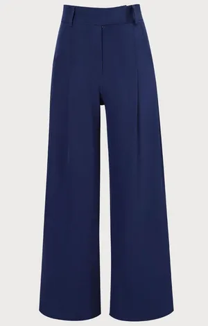 Rihoas Navy High Waisted Pockets Straight Pants thumbnail 4