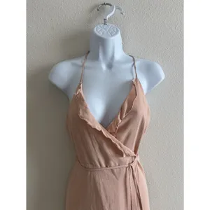 Lovers +‎ Friends Nostalgia Wrap Maxi Halter dress Pink Small Revolve thumbnail 6