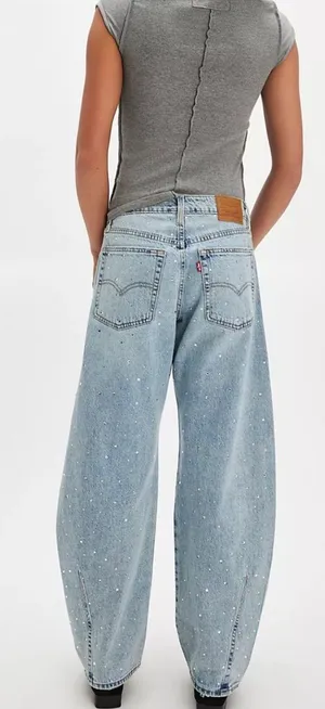 Levi's NWT Baggy Dad Barrel Jeans with Crystal Embellishment Dazzle Me, 25 x 32 thumbnail 1