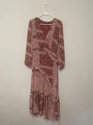 NWT Lulu’s Red Multi Print Long Dress Maxi Dress thumbnail 5