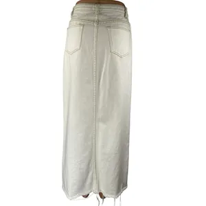 White Fox Women's White High Waisted Split Front Midi Denim Jean Skirt Size XS thumbnail 3