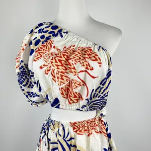 NWOT Farm Rio Mixed Lobsters One-Shoulder Linen Blend Mini Dress Size S thumbnail 3
