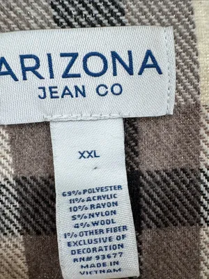 Arizona Jeans Cream black plaid button front shacket shirt jacket XXL thumbnail 8