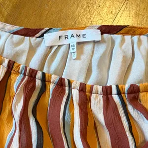 Frame Denim Striped Midi Dress in Orange and White thumbnail 2