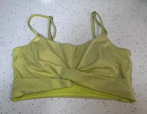 Aerie Real Good Neon Lime Green Honeycomb Textured Twist Front Bikini Top Medium thumbnail 1