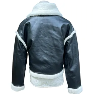 Hollister Cropped Moto Jacket S Black Vegan Leather Faux Fur Sherpa Lined Y2K thumbnail 5