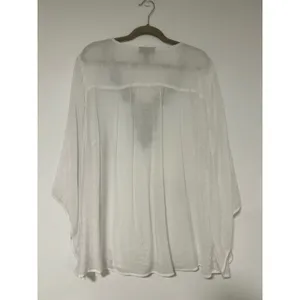 Alfani Boho 22W White Silver Sequin Beaded V-Neck Kimono Sleeve Tunic Top Womens thumbnail 7