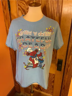 Liquid Blue Grateful Dead Grilling Chillin’ Graphic Tee Cut Off Blue thumbnail 6