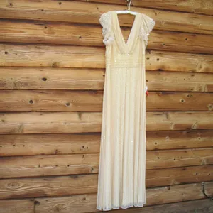Mac Duggal 5646 Womens EMBELLISHED FLUTTER CAP SLEEVE A LINE GOWN Runs Large thumbnail 6