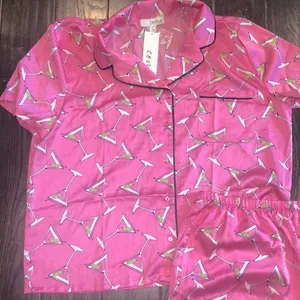 Como sleep pink pajamas shirts set wit martini orint size large new with tags thumbnail 1