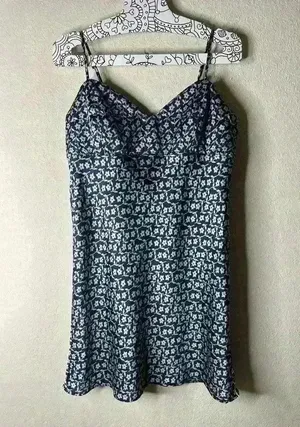 Free People On Our Radar Slip Dress Navy Combo size Medium thumbnail 2