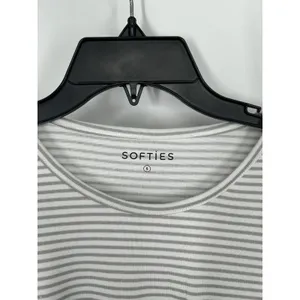 Softies Dream Jersey Grey Stripe Cap Sleeve Crew Tee Capri Matching Lounge Set S thumbnail 3