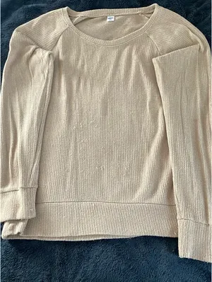 Old Navy Women’s Knit Sweater Off the Shoulder Beige Small thumbnail 1