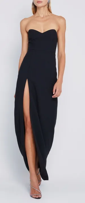 o.p.t Votna Evening Elegant Side Split Stretch Minimalist Strapless Maxi Dress 6 thumbnail 1