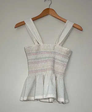 Madewell Rainbow Smocked Peplum Tank thumbnail 5