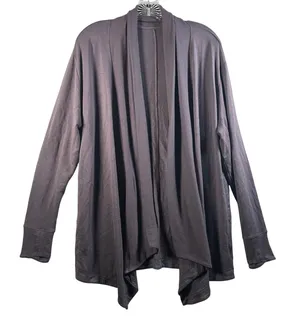 Athleta Womens‎ Purple Gray Open Front Drape Cardigan Long Sleeve Pockets thumbnail 1