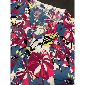 Kate Hill Vibrant Floral Cotton Blouse - Chic Summer‎ Style L/G Size B-114 thumbnail 3
