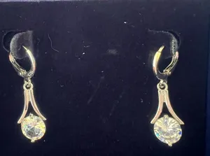 Swarovski Round Drop Crystal Silver Finish Pierced Earrings SKU#801 thumbnail 5