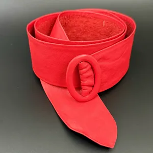 Vintage Rayman/Ridless Red Soft Genuine Leather Women’s Dress Belt Size L thumbnail 1