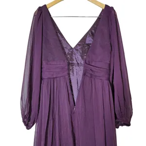 Lulus Enchant My Love Dark Purple V-Neck Long Sleeve Maxi Dress Small thumbnail 5