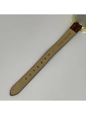FMD Women’s watch gold tone 25mm quartz analog brown leather band running thumbnail 7